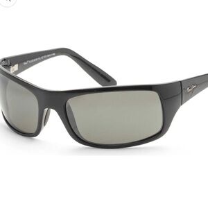 MAUI JIM Peahi Men's Polarized Black Rectangular Sunglasses MJ000321 1190 65/19